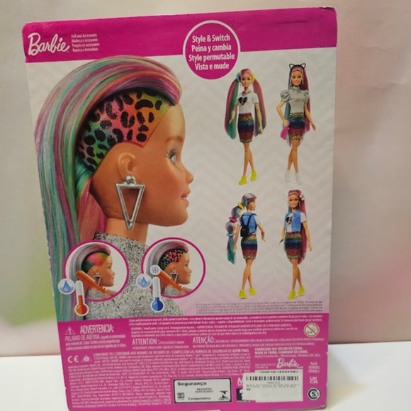 Barbie Leopard Rainbow Hair Brown Eyes NWT - Picture 2 of 10